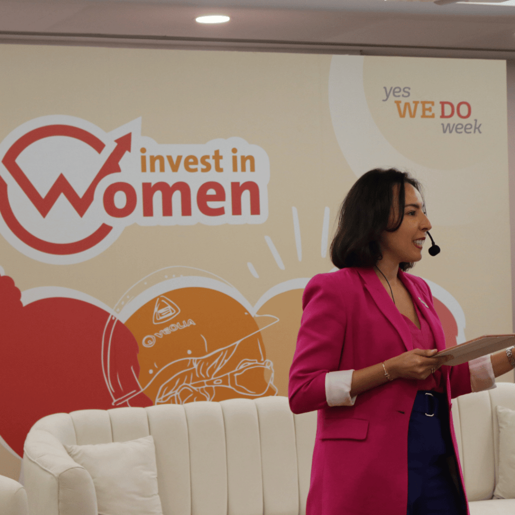 Nadine Zidani presenting during Invest in Women Event