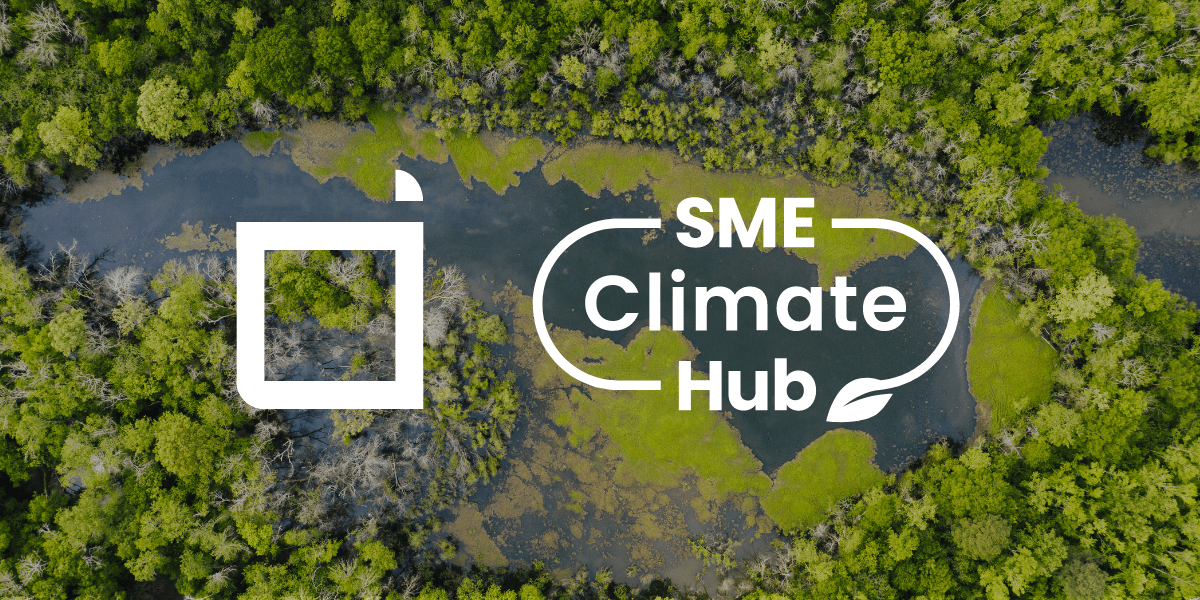 MENA Impact Logo with SME Climate Hub Logo on a green natural background